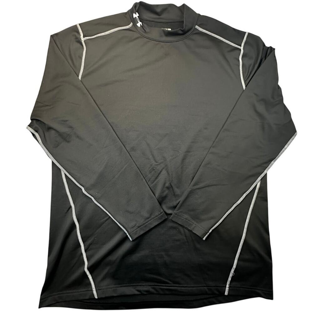 Under Armour ColdGear Fitted Long Sleeve Mock Neck Shirt Mens 2XL Black